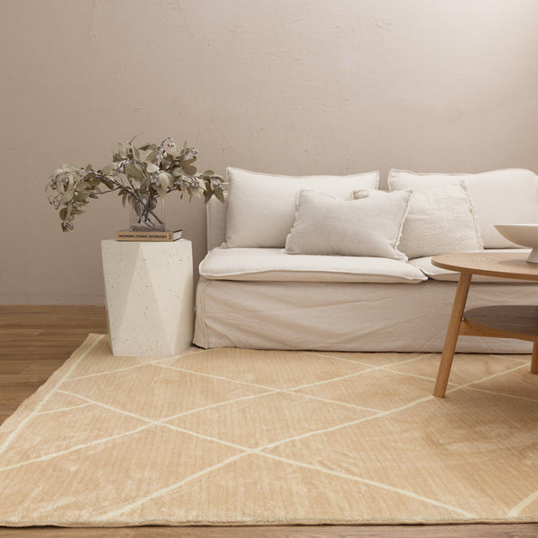 Velvet Luxe Diamonds Beige Washable Rug, [cheapest rugs online], [au rugs], [rugs australia]