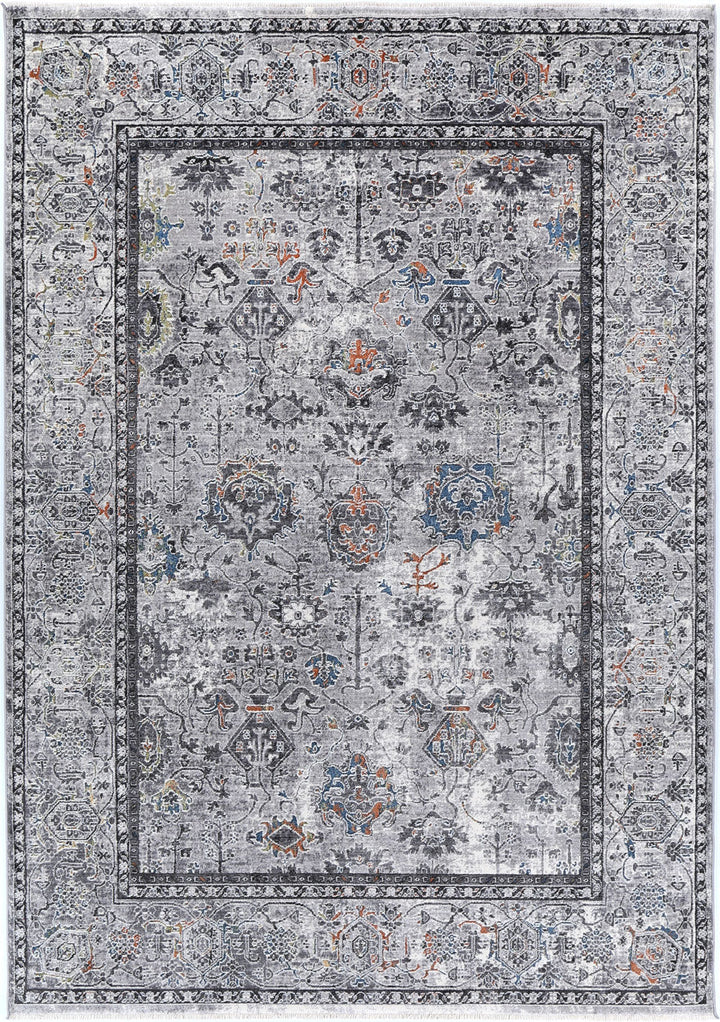 Timeless Haven Border Floral Traditional Grey Multi Rug, [cheapest rugs online], [au rugs], [rugs australia]