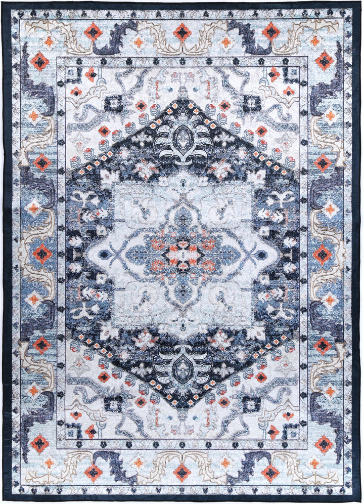 Halo Navy Multi Medallion Non-Slip Rug, [cheapest rugs online], [au rugs], [rugs australia]