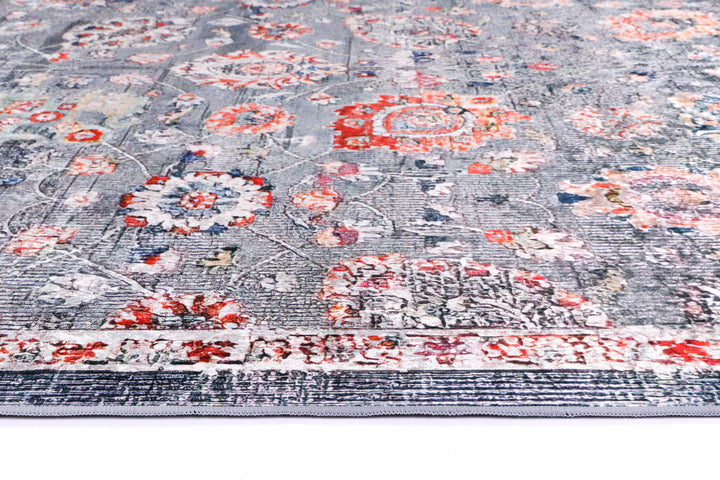 Halo Distressed Floral Grey Multi Non-Slip Rug, [cheapest rugs online], [au rugs], [rugs australia]