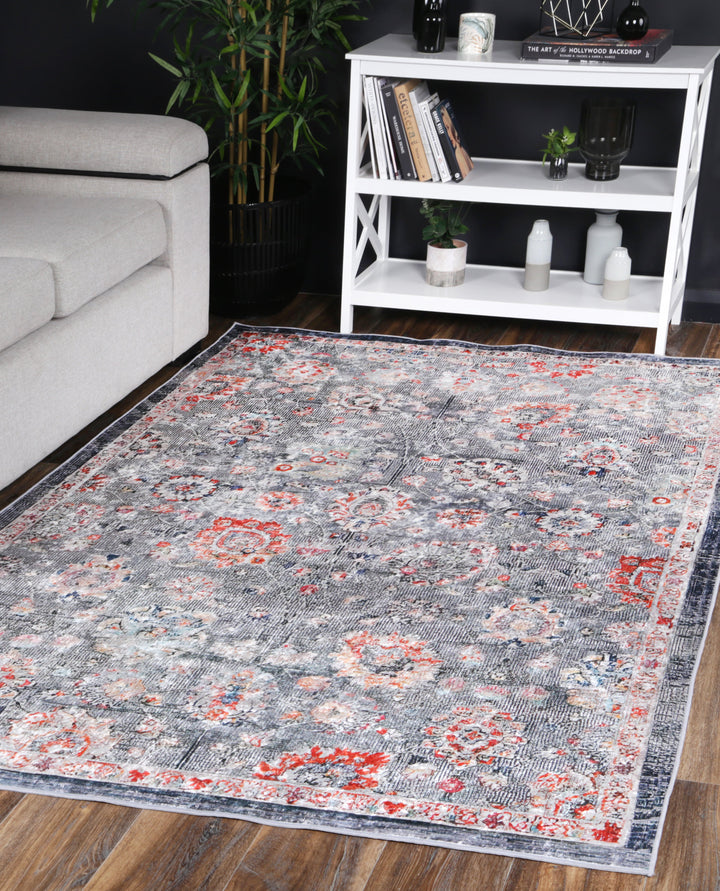 Halo Distressed Floral Grey Multi Non-Slip Rug, [cheapest rugs online], [au rugs], [rugs australia]