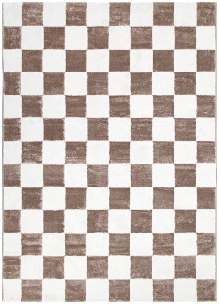 Luna Checkers Cream Brown Rug, [cheapest rugs online], [au rugs], [rugs australia]