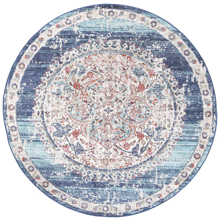 Clara Hollow Medalion Transitional Navy Multi Rug - The Rugs