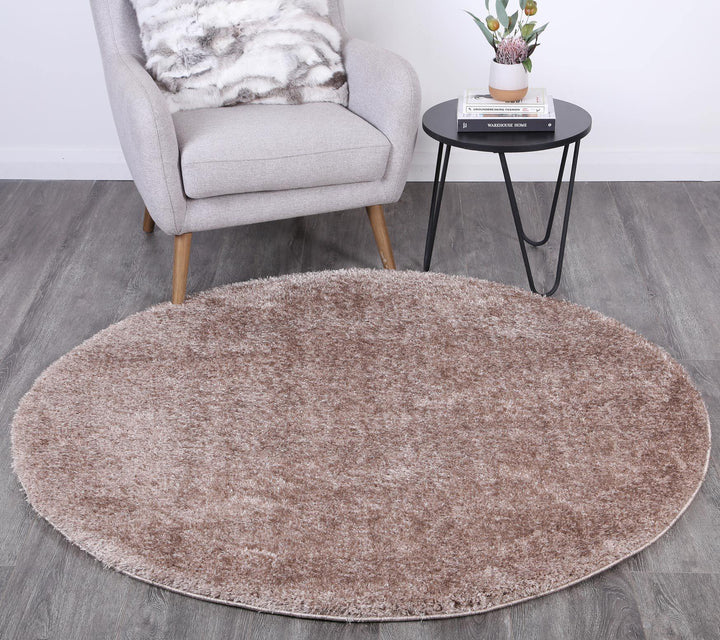 Oasis Soft Shag Round Rug Beige - The Rugs
