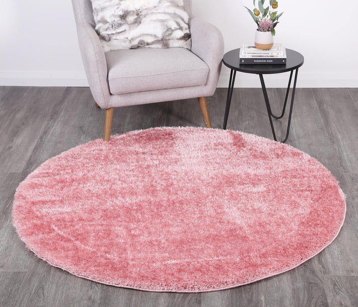 Oasis Soft Shag Round Rug Pink - The Rugs