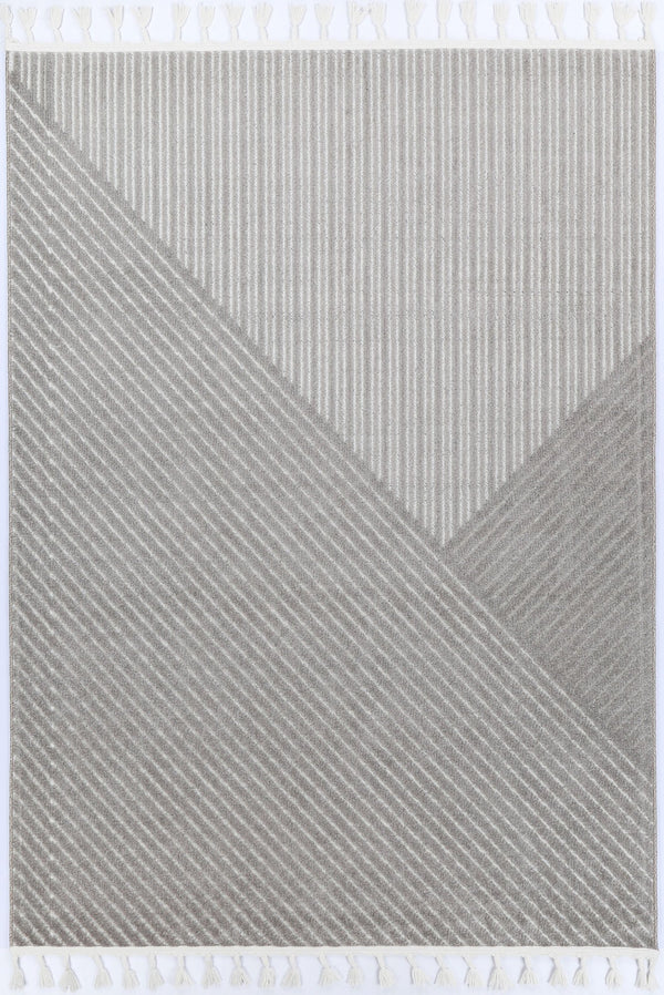 Opulence Cream Grey Geometric Striped Rug