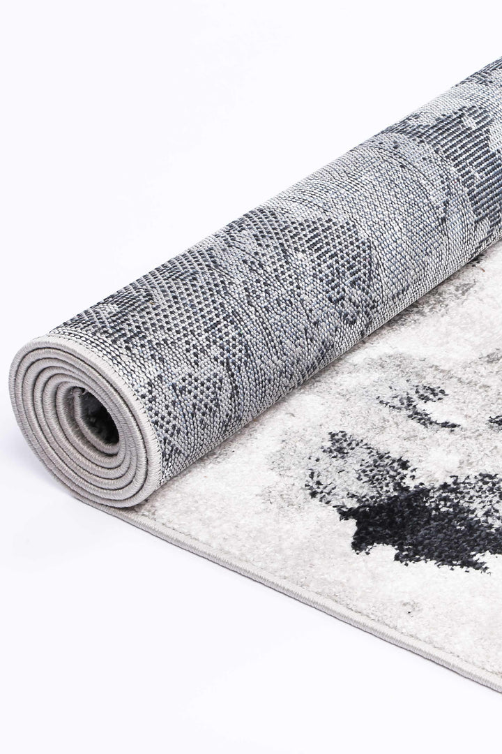 Alice Modern Abstract Grey Black Rug - The Rugs