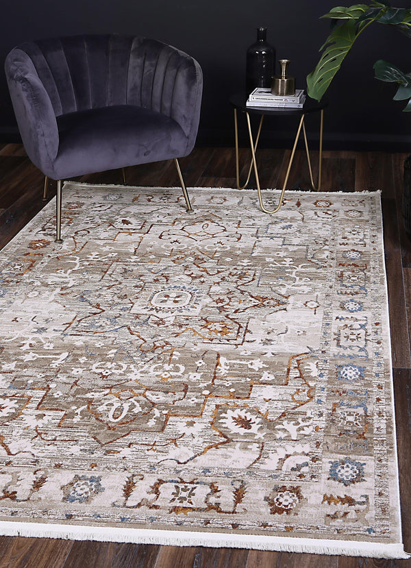 Cascade Medalion Beige Multi Rug - The Rugs