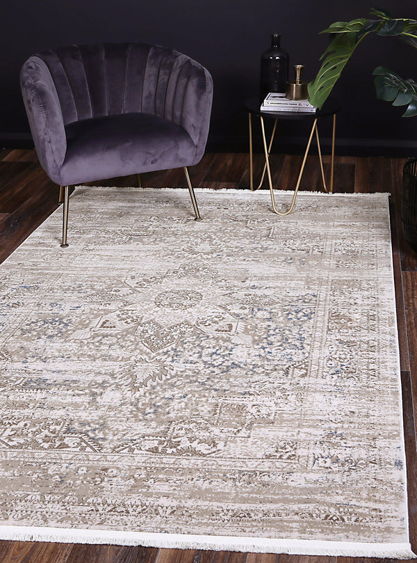 Cascade Medalion Beige Blue Rug - The Rugs