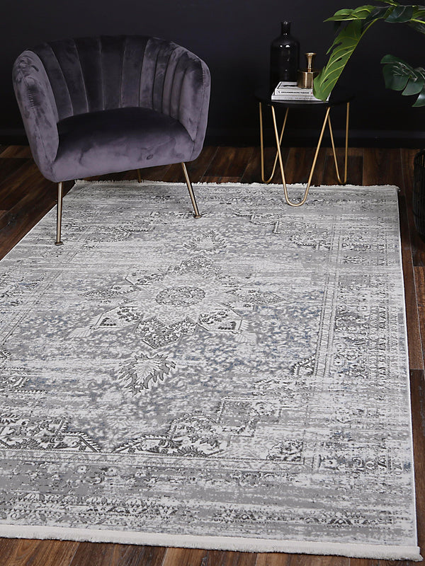 Cascade Medalion Grey Blue Rug - The Rugs