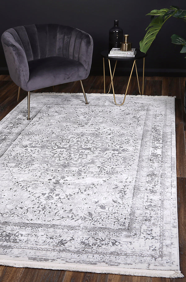 Cascade Vintage Medalion Grey Rug - The Rugs