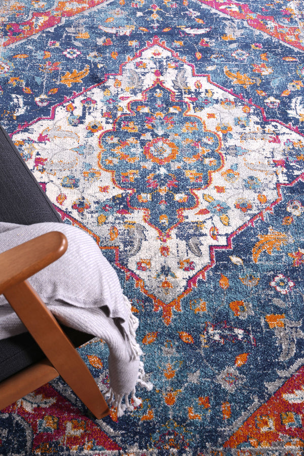 Babylon Navy Multi Oriental Rug