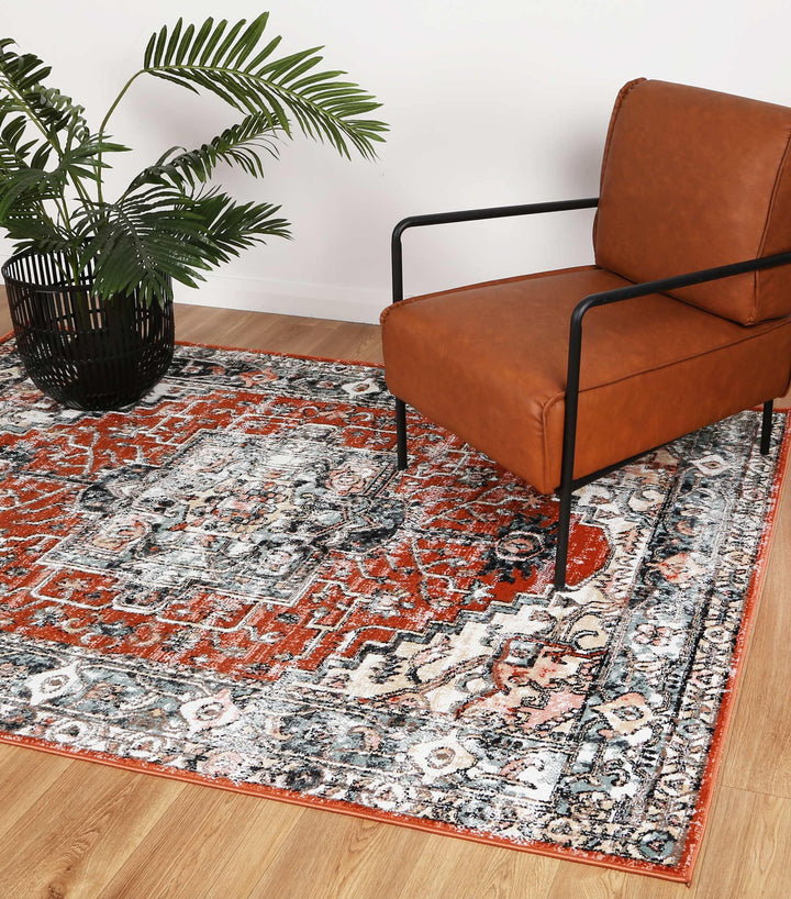 Abbot Traditional Terracotta Rug - The Rugs