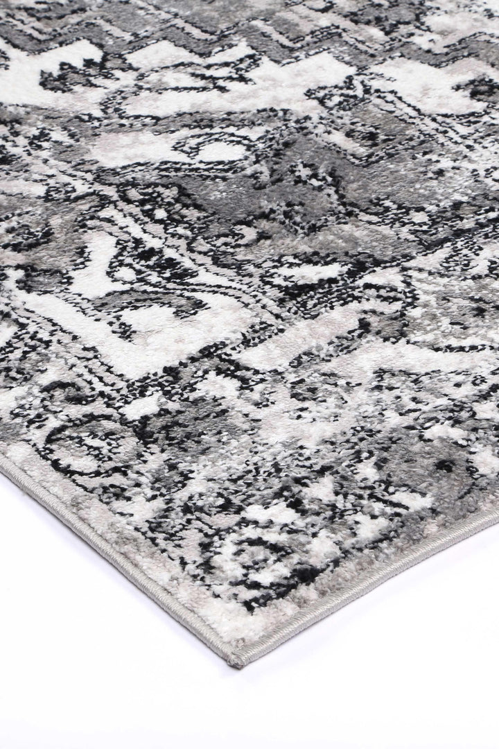 Abbot Traditional Black Grey Rug - The Rugs