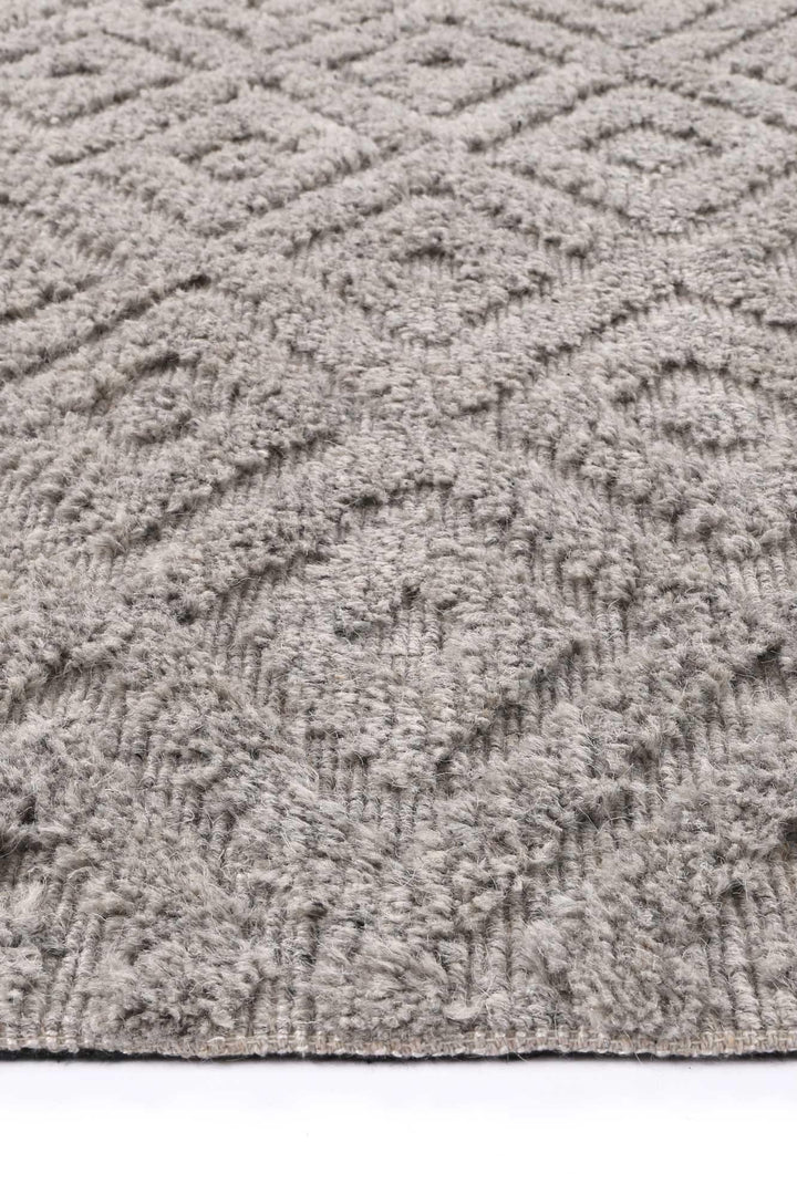 Cora Plush Diamond Grey Wool Rug - The Rugs