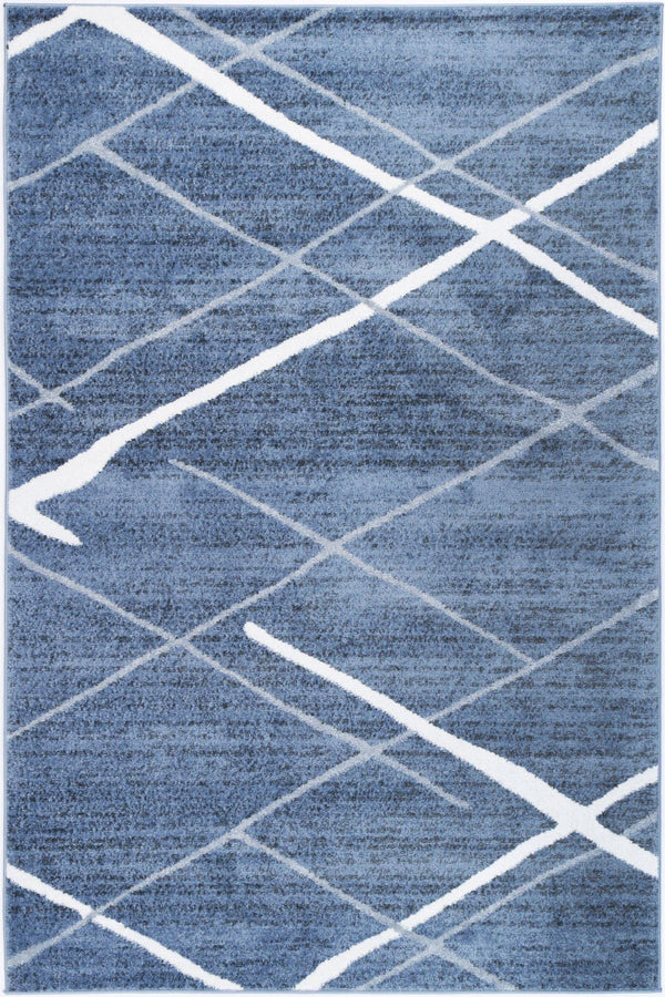 Layla Abstract Stripe Blue Rug - The Rugs
