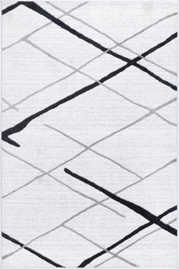 Layla Abstract Stripe White Rug - The Rugs