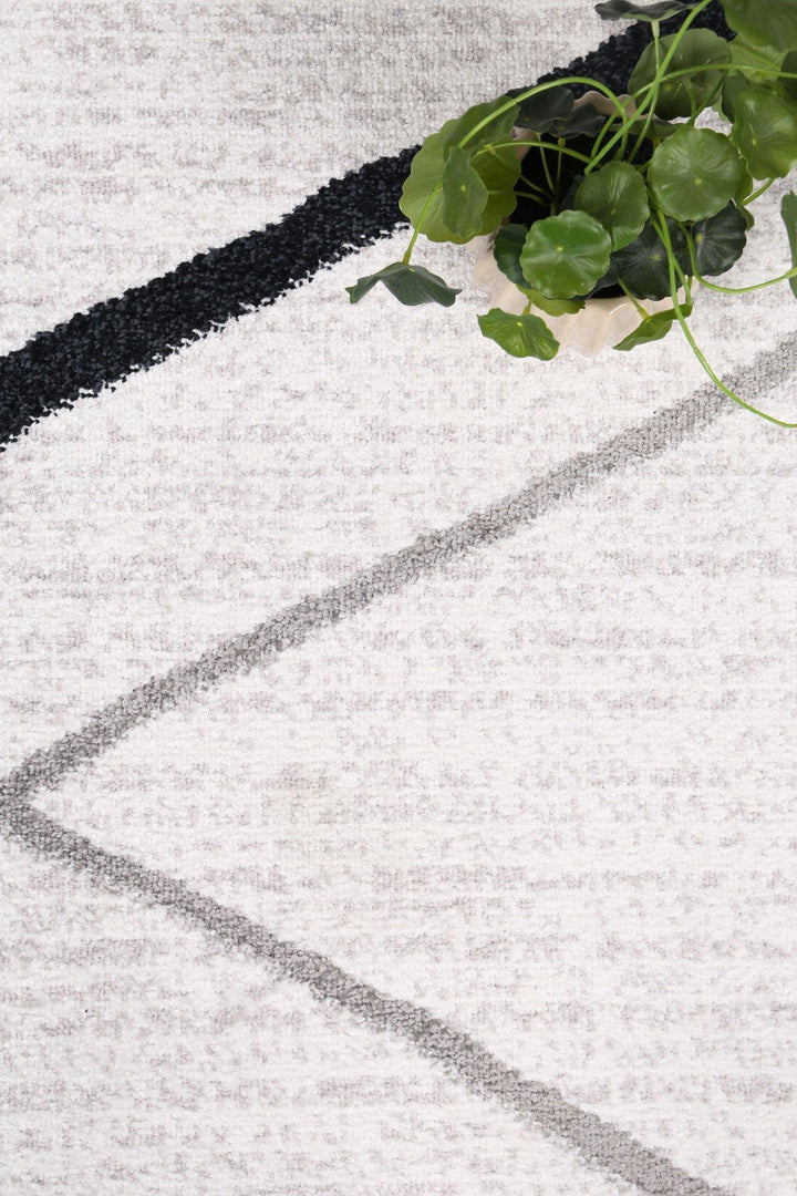 Layla Abstract Stripe White Rug - The Rugs