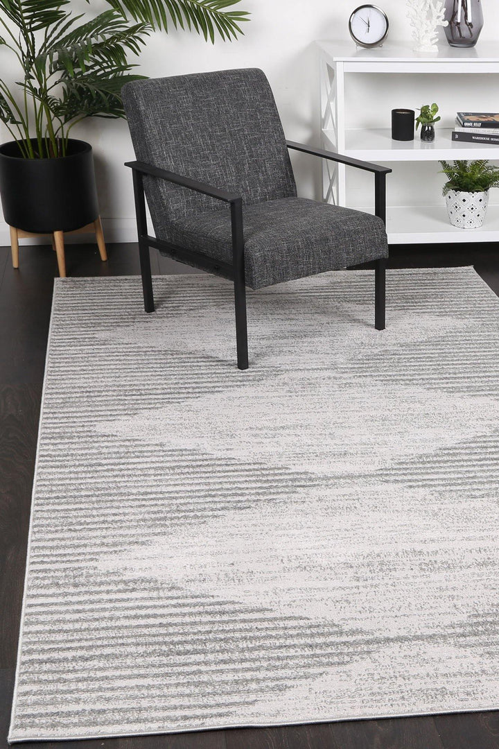 Layla Abstract Diamond Grey Rug - The Rugs