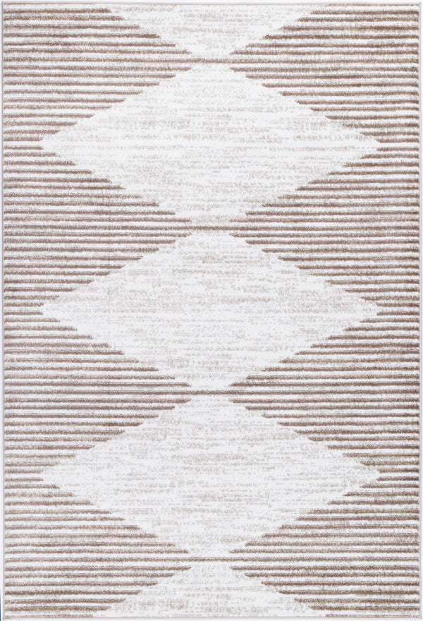 Layla Abstract Diamond Latte Rug - The Rugs