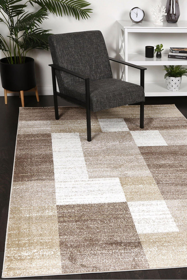 Layla Abstract Geometric Beige Rug - The Rugs