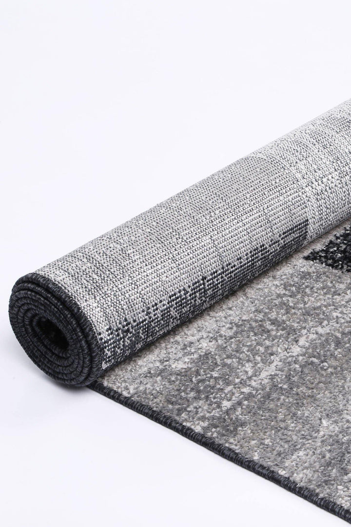 Layla Abstract Geometric Grey Rug - The Rugs