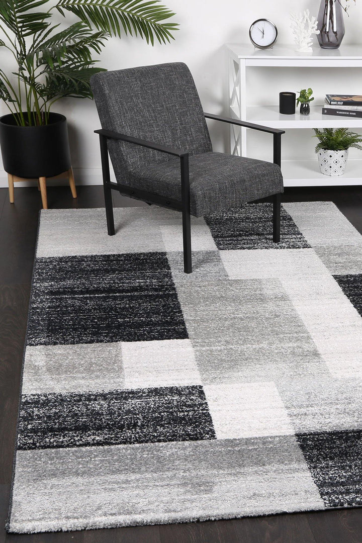 Layla Abstract Geometric Grey Rug - The Rugs