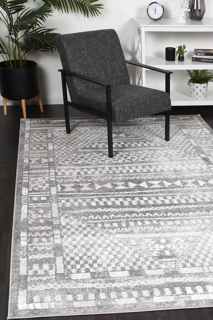 Layla Tribal Grey Rug - The Rugs