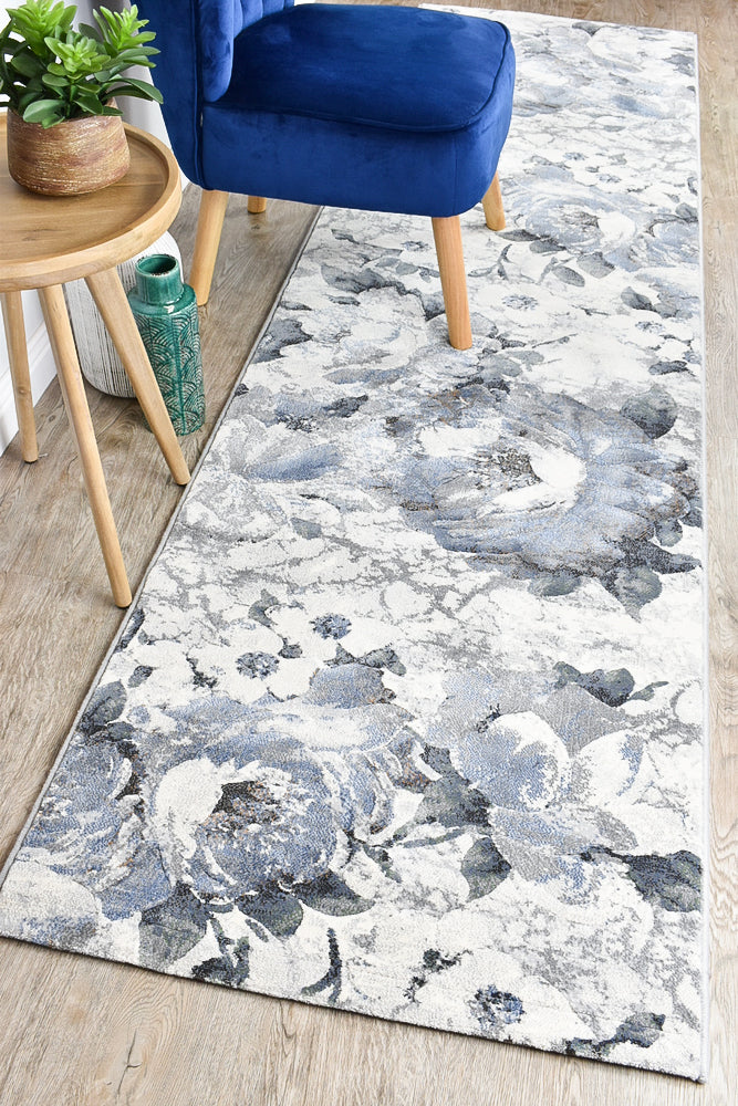 Zenith Blue Silver Grey Floral Rug, [cheapest rugs online], [au rugs], [rugs australia]