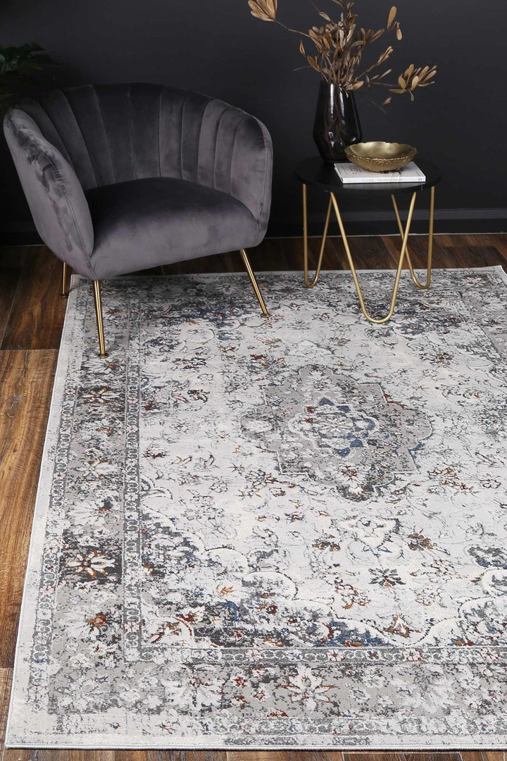 Drift Grey Multi Floral Traditional Rug - The Rugs