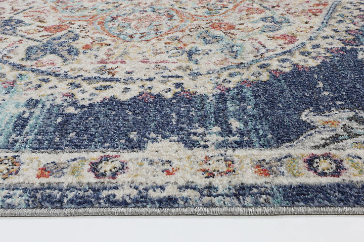 Clara Hollow Medalion Transitional Navy Multi Rug - The Rugs