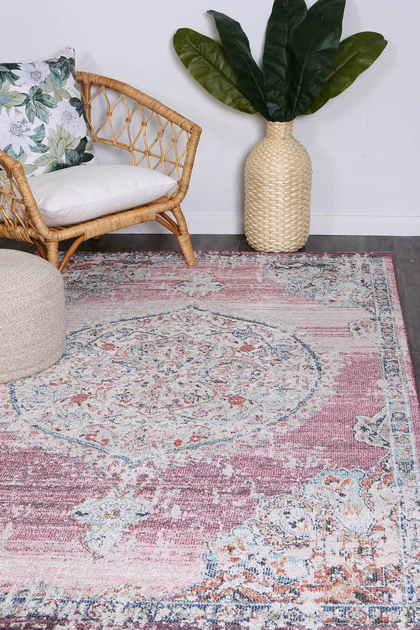 Clara Hollow Medalion Transitional Blush Rug - The Rugs