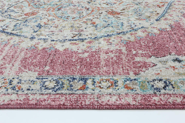 Clara Hollow Medalion Transitional Blush Rug - The Rugs