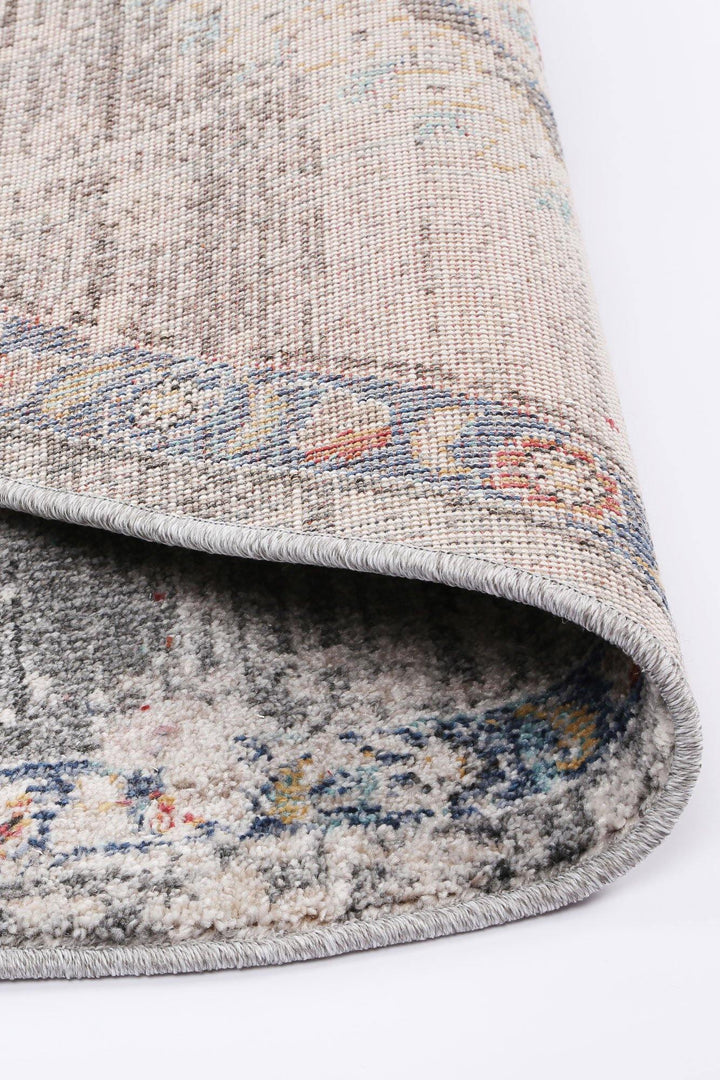 Clara Hollow Medalion Transitional Grey Round Rug - The Rugs