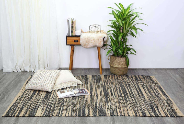 Calypso Stipe Natural Jute Rug Grey, [cheapest rugs online], [au rugs], [rugs australia]