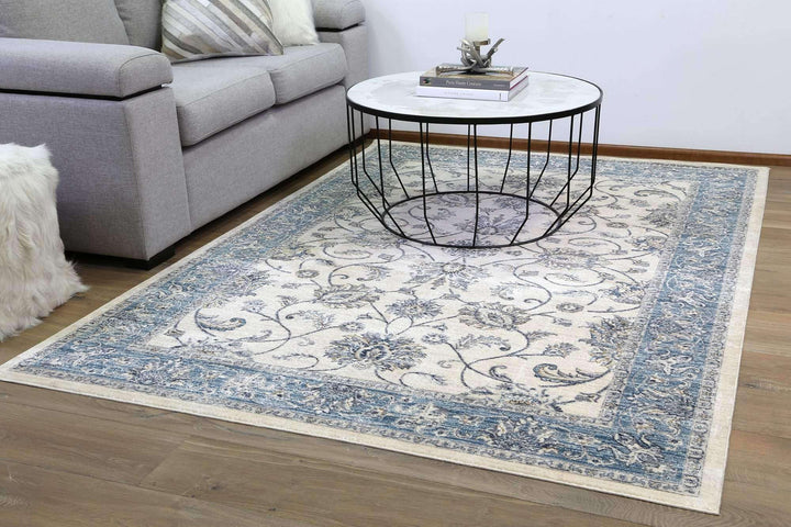 Casper Chobi Transitional Design Cream Blue Rug, [cheapest rugs online], [au rugs], [rugs australia]
