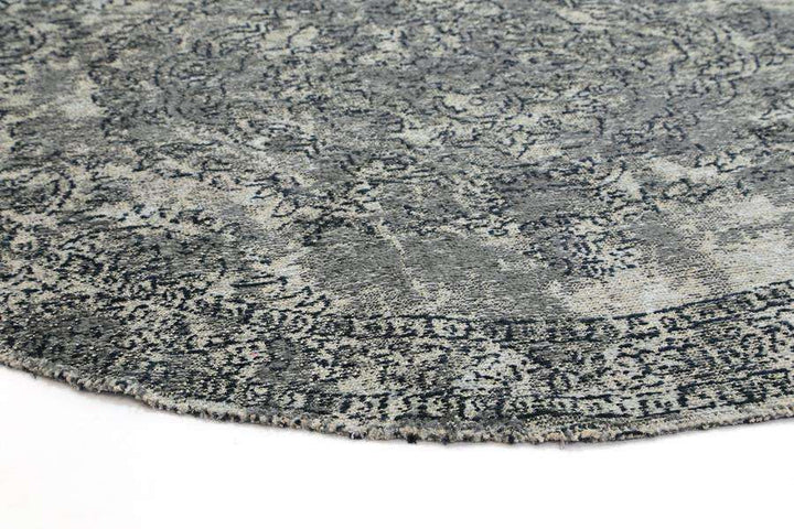 Classic Whimsical Medallion Grey Distressed Round Rug, [cheapest rugs online], [au rugs], [rugs australia]