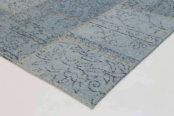 Classic Whimsical Patchwork Blue Distressed Runner Rug, [cheapest rugs online], [au rugs], [rugs australia]