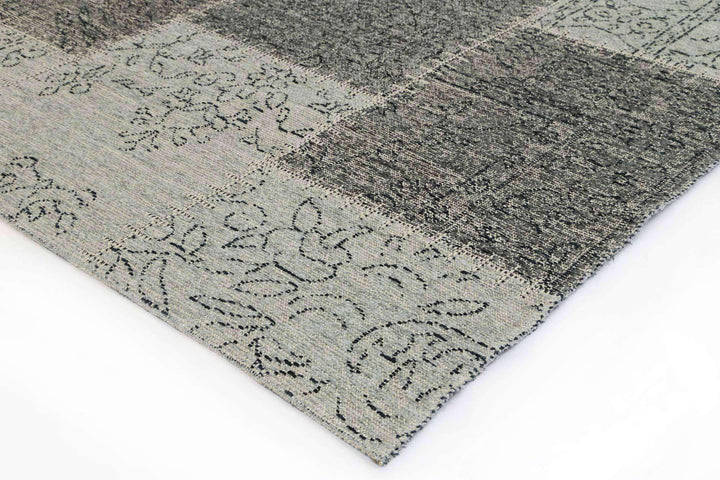 Classic Whimsical Patchwork Grey Distressed Runner Rug, [cheapest rugs online], [au rugs], [rugs australia]