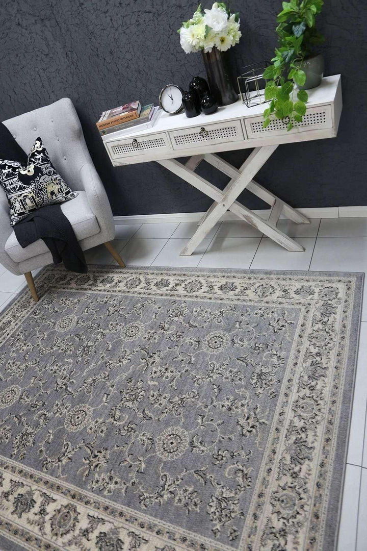 Eden Grey and Cream Traditional Boarder Rug, [cheapest rugs online], [au rugs], [rugs australia]