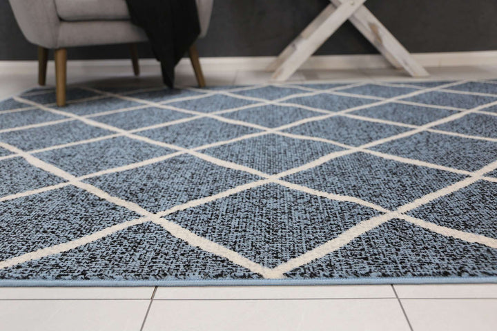 Emory Blue and Cream Cross Diamond Rug, [cheapest rugs online], [au rugs], [rugs australia]
