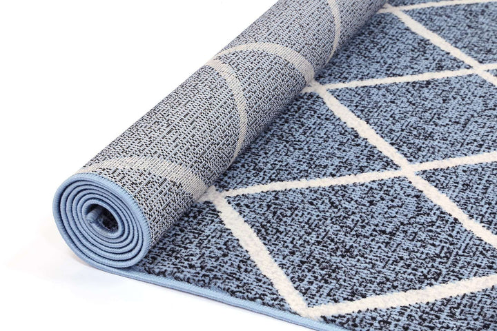 Emory Blue and Cream Cross Diamond Rug, [cheapest rugs online], [au rugs], [rugs australia]