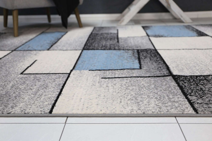 Emory Blue and Grey Modern Squares Rug, [cheapest rugs online], [au rugs], [rugs australia]