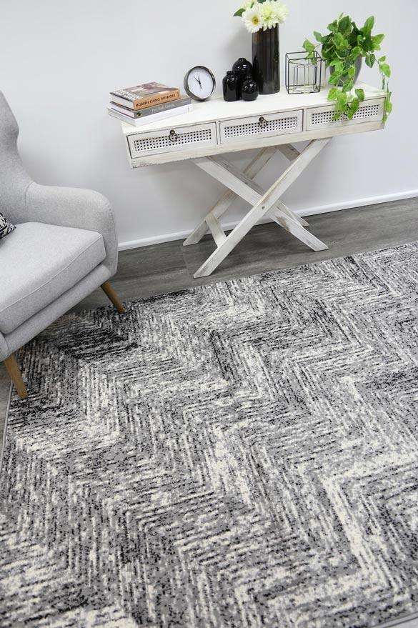 Emory Grey Geometric Zig Zag Patterned Rug, [cheapest rugs online], [au rugs], [rugs australia]