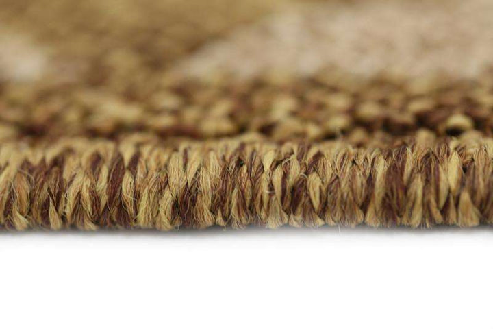 Landscape Brown Beige Bordered Diamond Pattern Ikat Rug, [cheapest rugs online], [au rugs], [rugs australia]