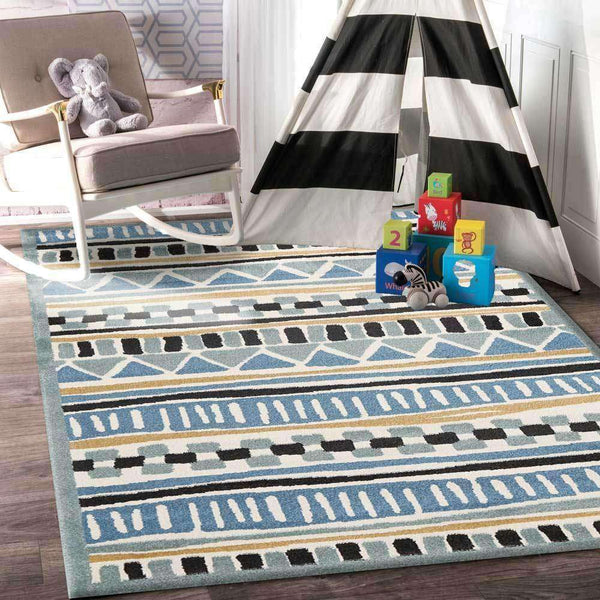 Paddington Blue and Yellow Tribal Kids Rug, [cheapest rugs online], [au rugs], [rugs australia]