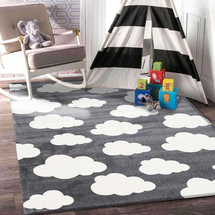 Paddington Dark Grey and White Cloud Kids Rug, [cheapest rugs online], [au rugs], [rugs australia]