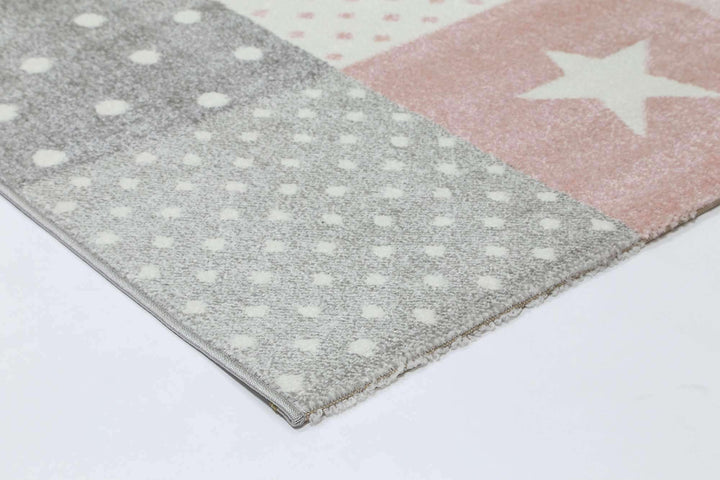 Poppins Pink Grey Stars & Hearts Rug, [cheapest rugs online], [au rugs], [rugs australia]